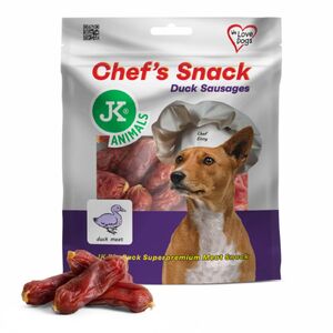 JK ANIMALS Chef's Meat Snack sz&aacute;r&iacute;tott kacsakolb&aacute;sz kuty&aacute;knak 200g