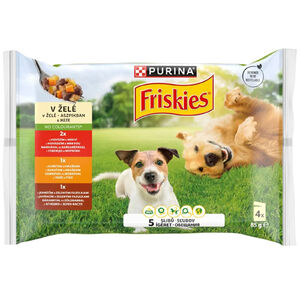 Friskies Dog 4x85g Adult Marha-Csirke-B&aacute;r&aacute;ny Aszpikban